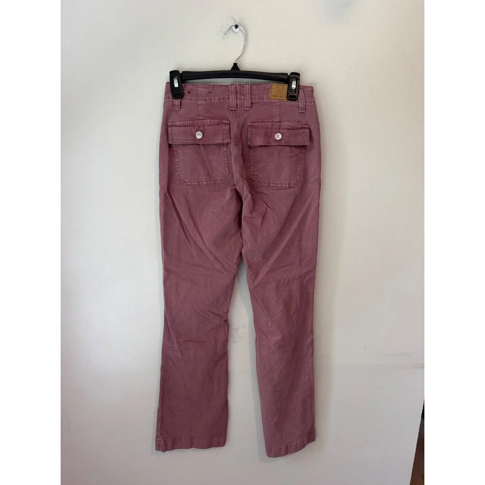 American Eagle Stretch Flare Utility Pants Mauve Purple Size 2 Long High Rise